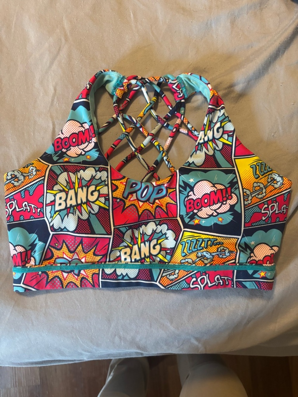 Constantly Varied Gear Women's Comic Pop Sports Bra - Teal, Red, Yellow, Black